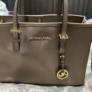 Michael Kors taupe satchel with shoulder strap
